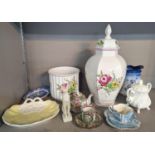 Mixed ceramics to include Spode lidded vase and other Spode items, Cantonese cup and saucers, teapot