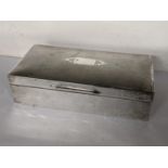 A mid 20th century silver cigar box of rectangular form with machine turned lid Location:
