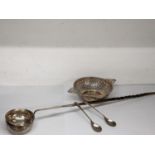 Mixed silver to include two silver spoons hallmarked Birmingham 1984, a silver dish hallmarked