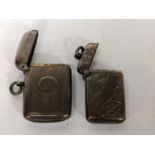 Two early 20th century silver vesta cases one with engine turned decoration and initials, hallmarked