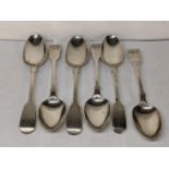 A set of six Victorian silver fiddle pattern teaspoons, hallmarked London 1846, 102.7g Location: