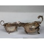 Two silver sauce boats A/F hallmarked London 1911 and Birmingham 1911, total weight 323.3g Location: