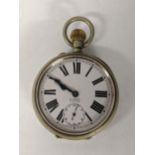 An early 20th century 8-day Goliath pocket watch having Roman numerals and subsidiary seconds dial