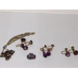 Mixed jewellery to include an early century Austro-Hungarian necklace inset with four amethysts