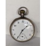 An early 20th century silver open faced keyless wound pocket watch, hallmarked Birmingham 1912
