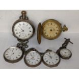 An early 20th century Waltham pocket watch, together with Victorian and later fob watches, and a