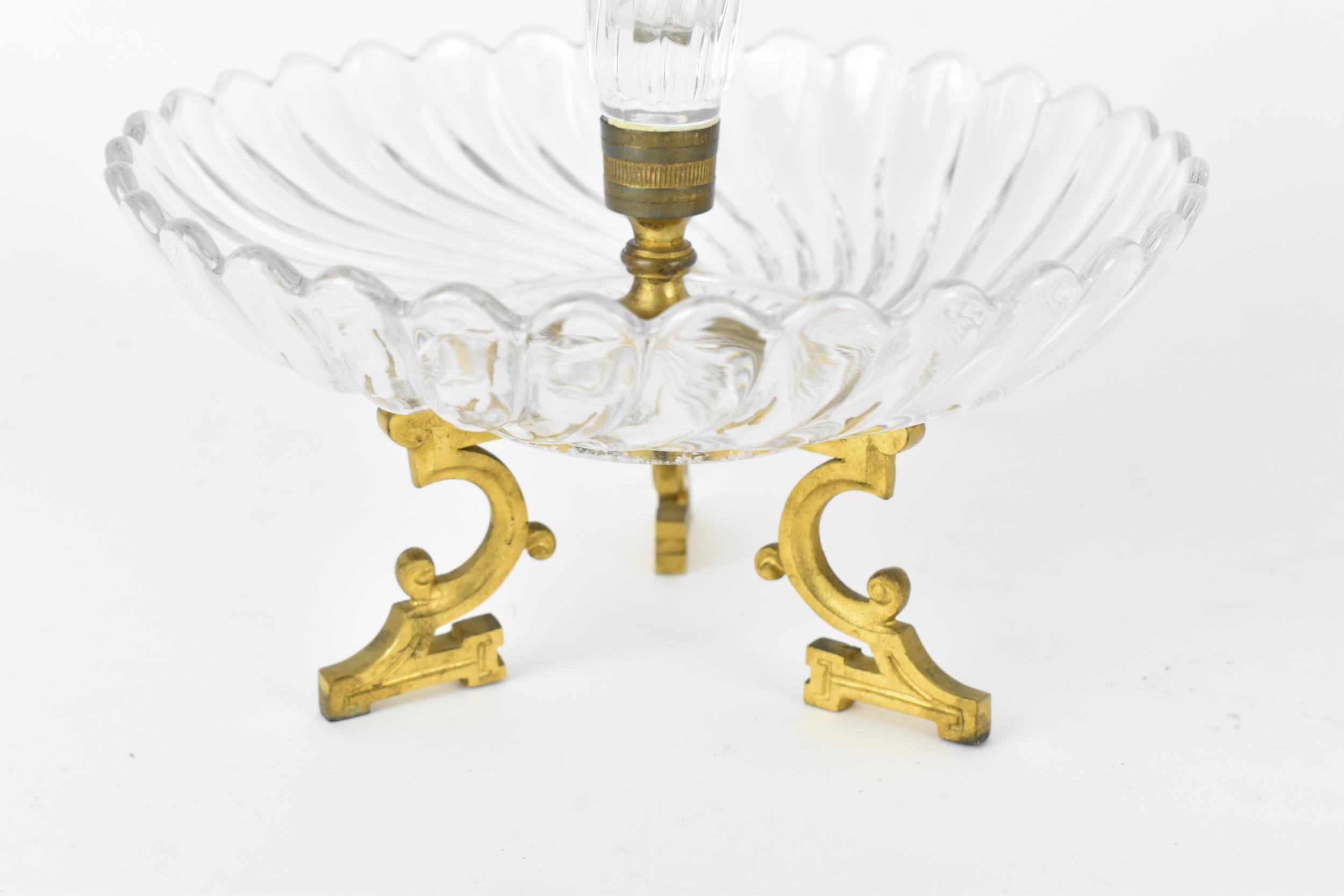 A three-piece Baccarat crystal and ormolu centrepiece, designed as three petal-rimmed trumpet - Image 2 of 7