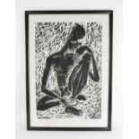 Henry Tayali (1943 –1987) Zambian 'Beggings The Imf', limited edition print, no. 1/6, black and