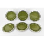 A set of six Italian Match pewter mounted salad/dessert plates, in the Convivio collection, olive