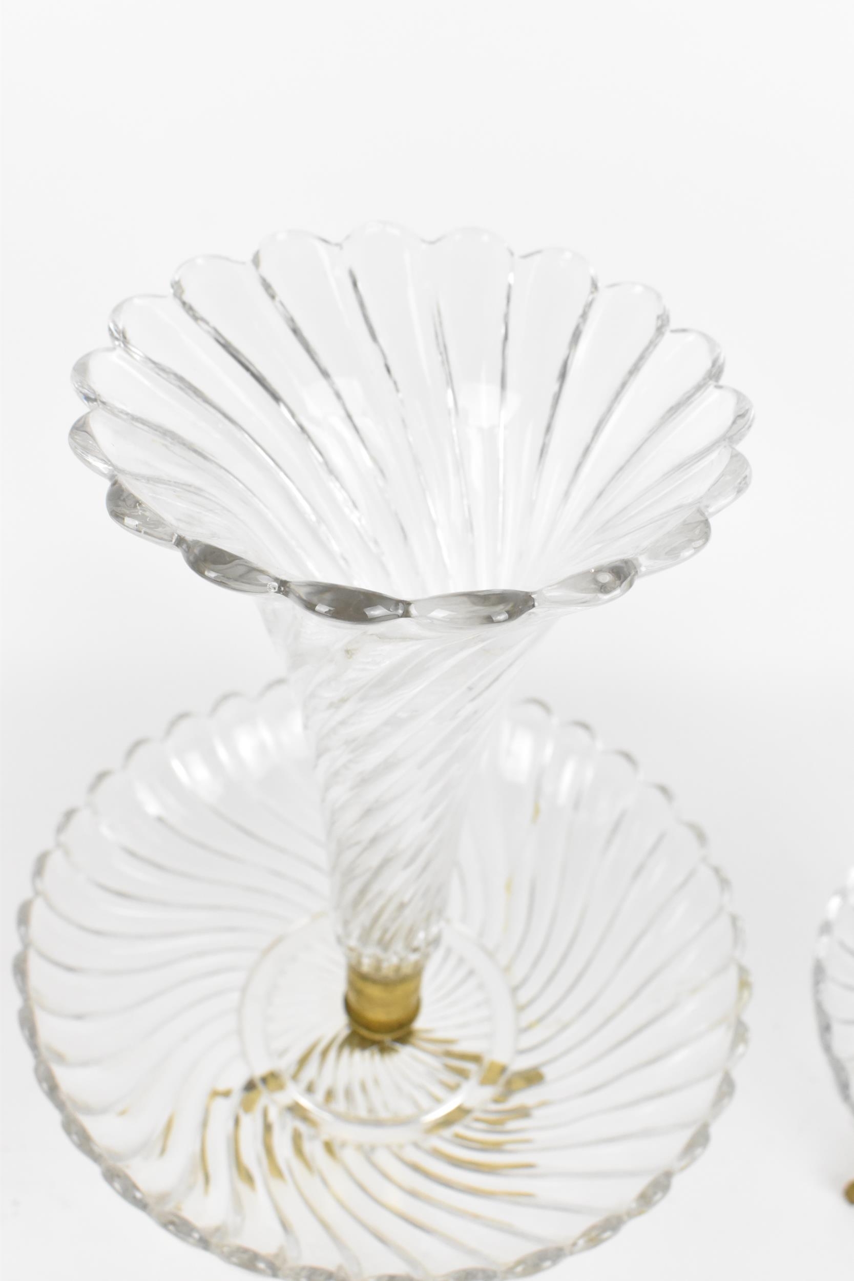 A three-piece Baccarat crystal and ormolu centrepiece, designed as three petal-rimmed trumpet - Image 3 of 7