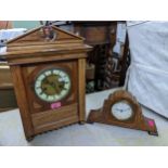 An HAC German early 20th century 14-day mantel clock, gilded dial with cream enamelled Roman chapter