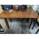 A Victorian mahogany Pembroke table, rectangular top with shaped corners on turned legs 71.5cm x