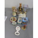 A collection of Beatrix Potter related items to include a boxed Peter Rabbit Bonder Mrs