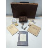 A mixed lot of interest to include an early 20th century cigarette box with match holder in form