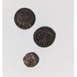 Roman Coinage - A group of three bronze coins to include a Constantius II (337-361) Mairorina
