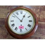 A Victorian mahogany cased dial clock with white enamel Roman dial (dial glass missing, bezel
