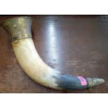 A 20th century horn made of brass and animal horn 46cm long, A/F Location: RAB