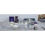 A mixed lot to include glassware, Dartington Crystal, Royal Albert Crystal, Queen Anne part tea/
