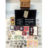 A mixed lot of collectables to include Victorian and later coinage, a 1887 half crown and later