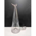 A late Victorian glass bird water feeder surmounted by a bird, 21cm h Location: