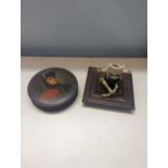 A 19th century ebonised papier mache snuff box, with a portrait of The Prince of Orange, together