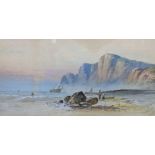 William Henry Vernon - A watercolour depicting a beach scene with boats and figures to the