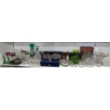 Mixed glassware to include boxed crystal cut glass, domestic items, decanter, vases and others