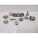 A collection of Limoges and enamelled trinket boxes to include Royal Mint, Halcyon Days and other