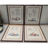 A group of four framed and glazed Simon Taylor Ferrari limited edition prints, to include Gerhard