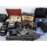 A mixed lot to include a Kodak EK100 Vivitar binoculars, Brother typewriter and other items