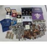 Mixed British and world coinage to include commemorative crowns, 1970, 1980 and 1984 coinage of