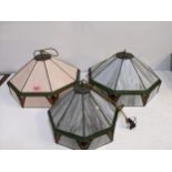 Group of three stained glass ceiling lights in the Tiffany style, circa 1980's Location: RAM