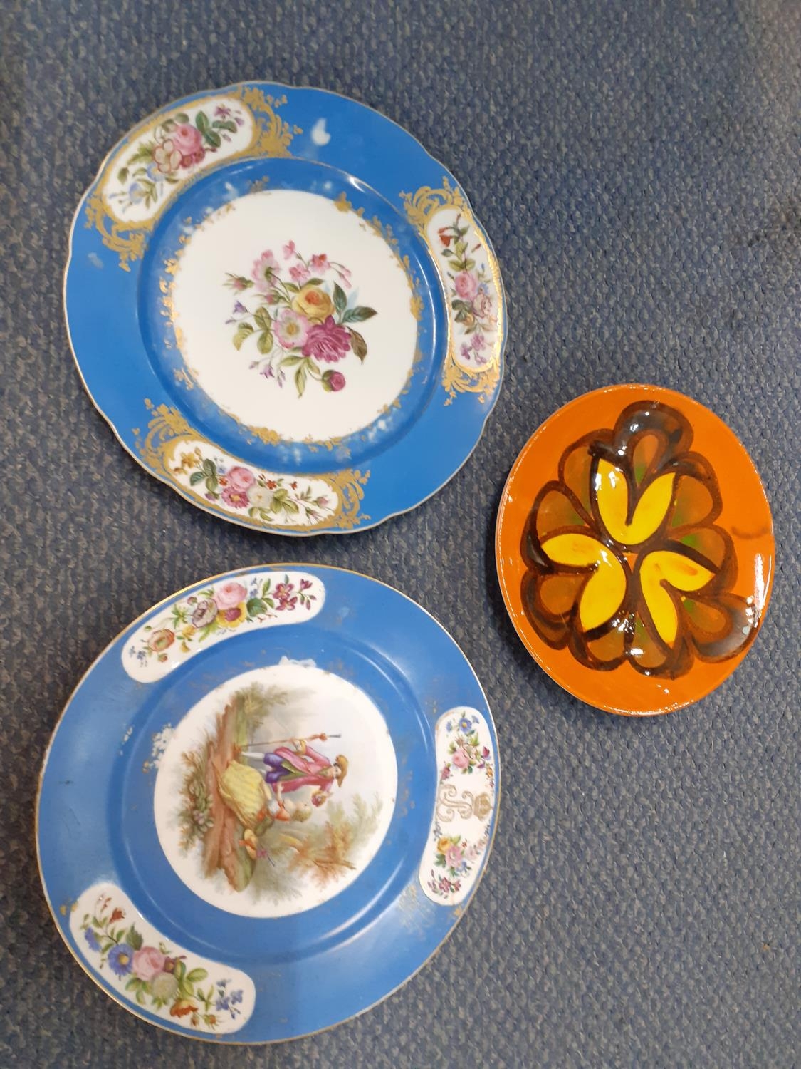 Two Sevres style plates and a Pottery bowl, circa 1970s, Location: 6:3