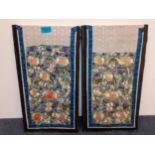 A pair of late 19th Century Chinese unfinished hand-embroidered panels depicting butterflies 蝴蝶