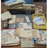 A mixed lot of stamps, albums, books and a large Harmonsworth Universal Atlas and Gazetter Domino