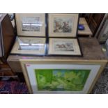 A lot to include a William Russel Flint signed Frost and Reed print of naked woman in an interior