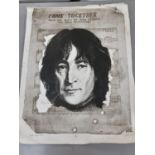 A 1980s reproduction Beatles poster, Come Together by John Lennon and Paul McCartney, with the