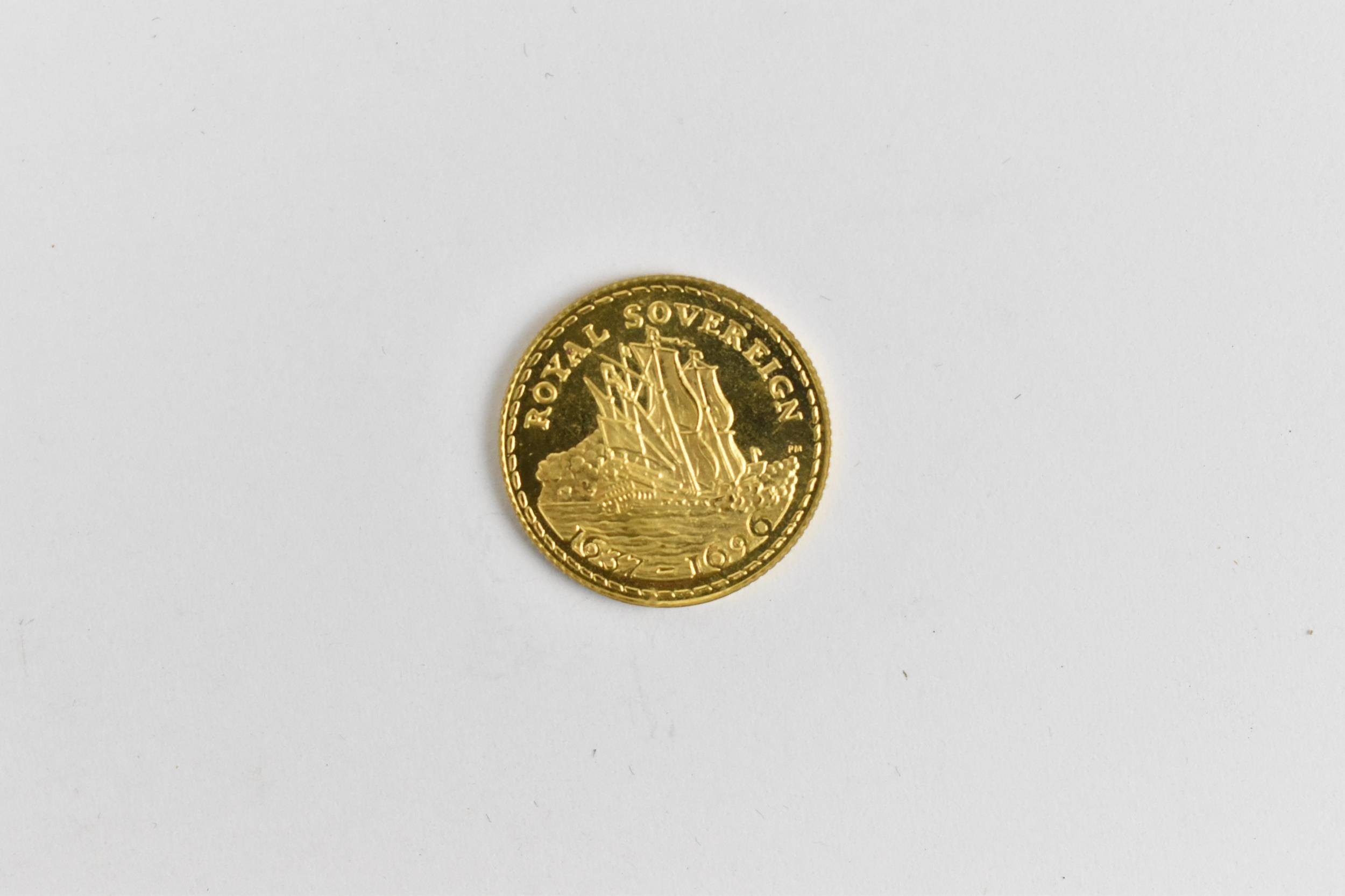 Popjoy Mint - HMS Royal Sovereign 9ct gold commemorative proof medal, in the size of a half - Image 2 of 3