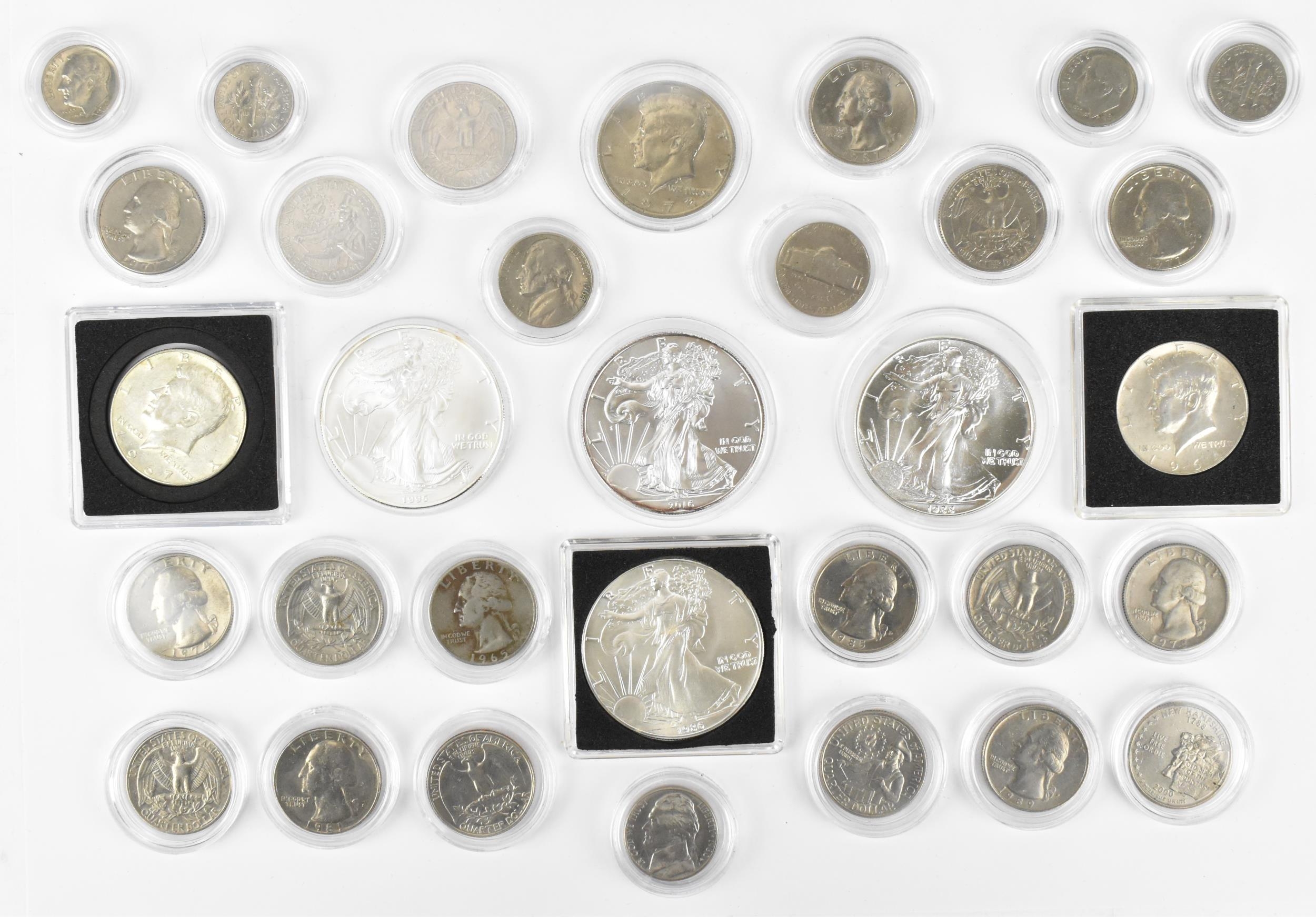 United States of America - mixed mid 20tcentury and later coinage to include Silver Eagles, quarters