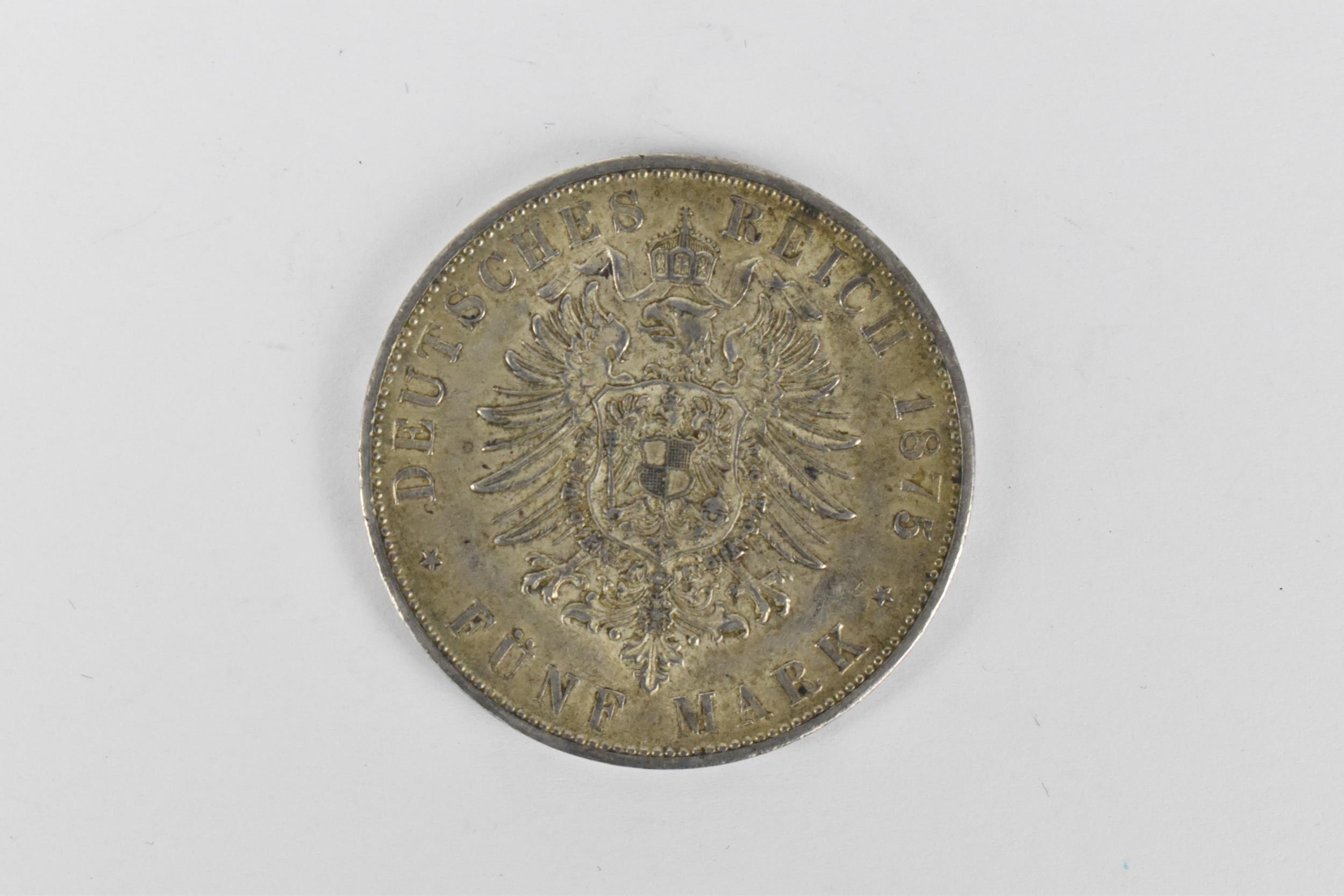 Kingdom of Bavaria (German Empire) Ludwig II (1864-1886), Five Marks, dated 1875, Munich mint, - Image 2 of 2