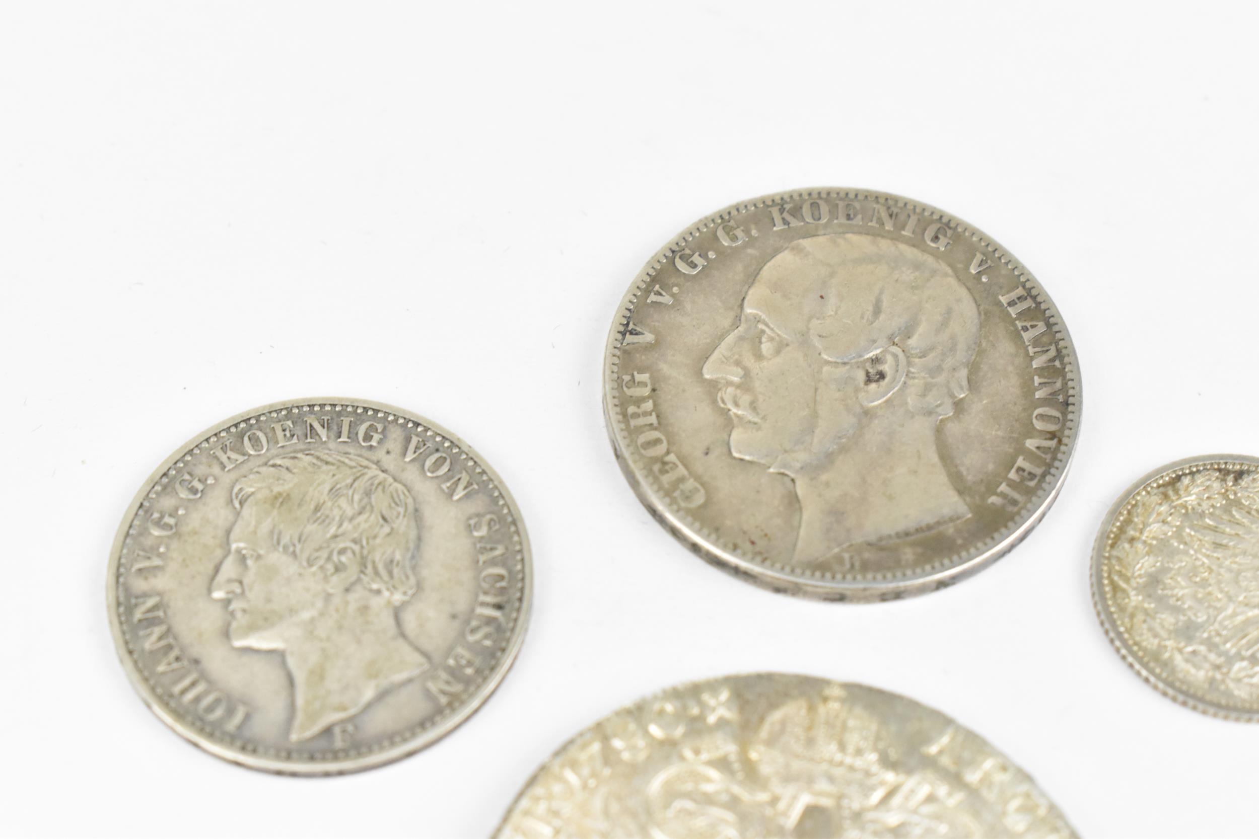 German Empire - A George V of Hanover 1861 Thaler, John I of Saxony 1856 1/3 Thaler, a 1913 1/2 - Image 4 of 7