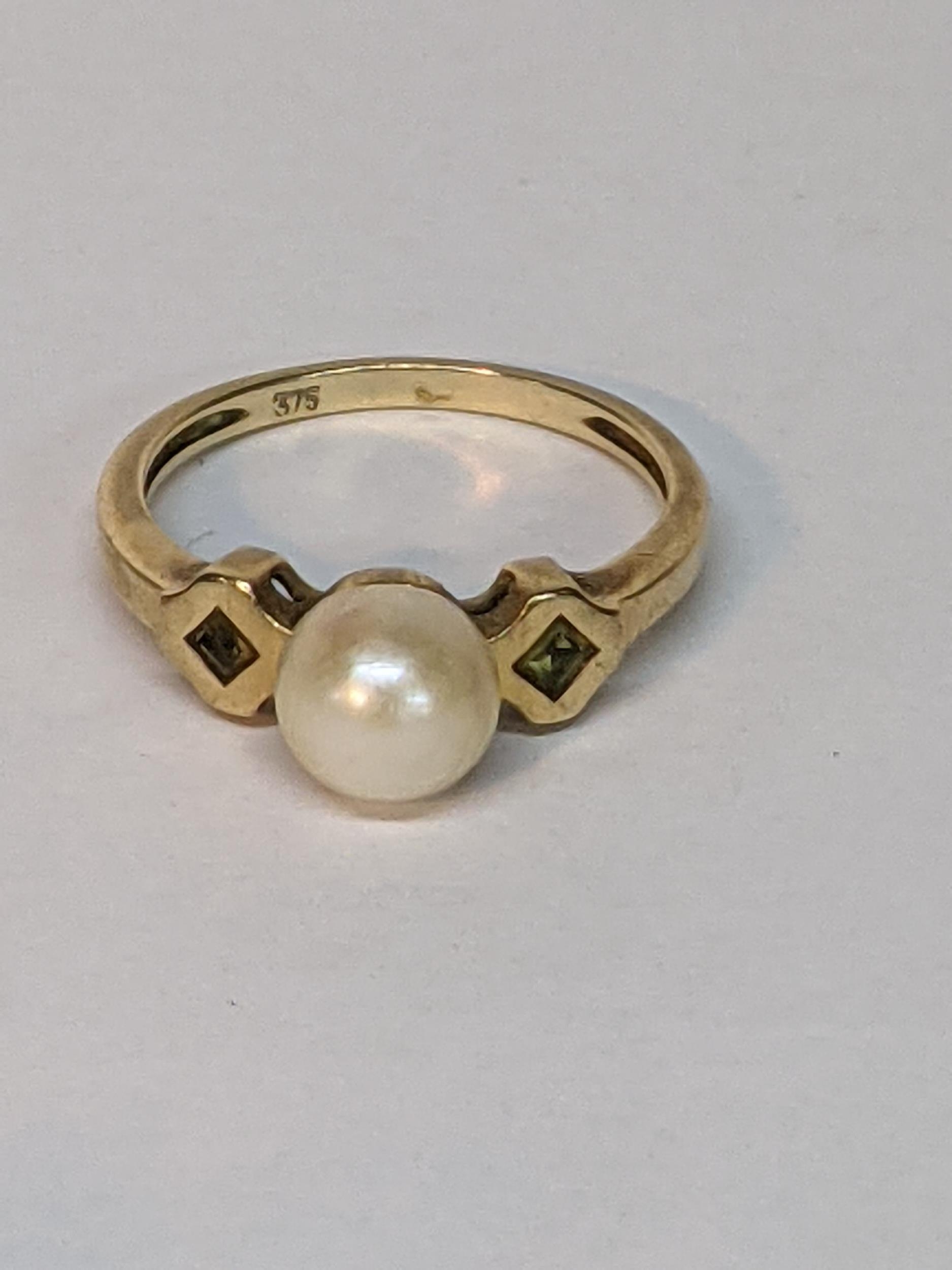 A yellow metal ring inset with pearl and diamonds A/F, together with a 9ct gold ring inset with a - Image 2 of 3