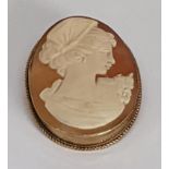 A 9ct gold cameo brooch, total weight 9.2g Location: