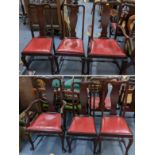 A set of six 1920s mahogany Queen Anne inspired dining chairs, two being carvers Location: