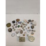 A collection of pill ring boxes to include a Victorian example, papiermache, mother of pearl and