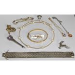 A mixed lot of costume jewellery to include silver, silver gilt, necklaces, bracelets, brooches to