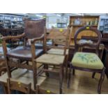 Mixed chairs to include a Victorian mahogany balloon back, early 20th century oak and leather