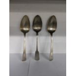 Three silver spoon hallmarked London 1844 and London 1889, and 1819, total weight 219.1g Location: