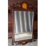 A Georgian inspired mahogany pier mirror having marquetry and string inlay, 91h x 54w, Location: