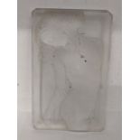A frosted glass panel depicting a nude female engraved 'R.Lalique' to the side, 14cm x 9cm Location: